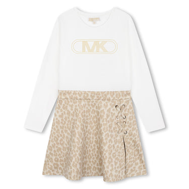 MICHAEL KORS Vestido para niña blanco con dorado